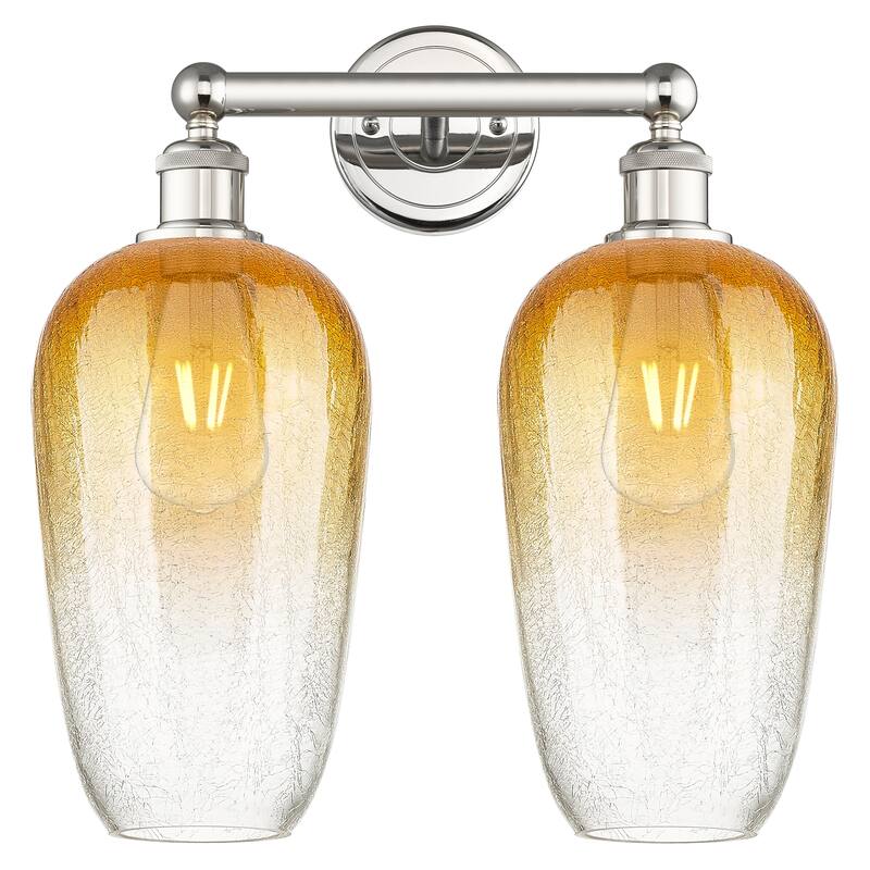 Innovations Lighting Endless Possibilities Edison - Brookhaven Flute - 2 Light 16" Bath Vanity Light - Polished Nickel/Amber