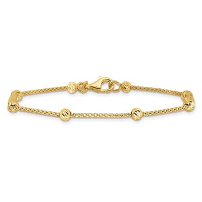 Curata 14k Yellow Gold 7.5" 4mm Textured Bead Popcorn Bracelet