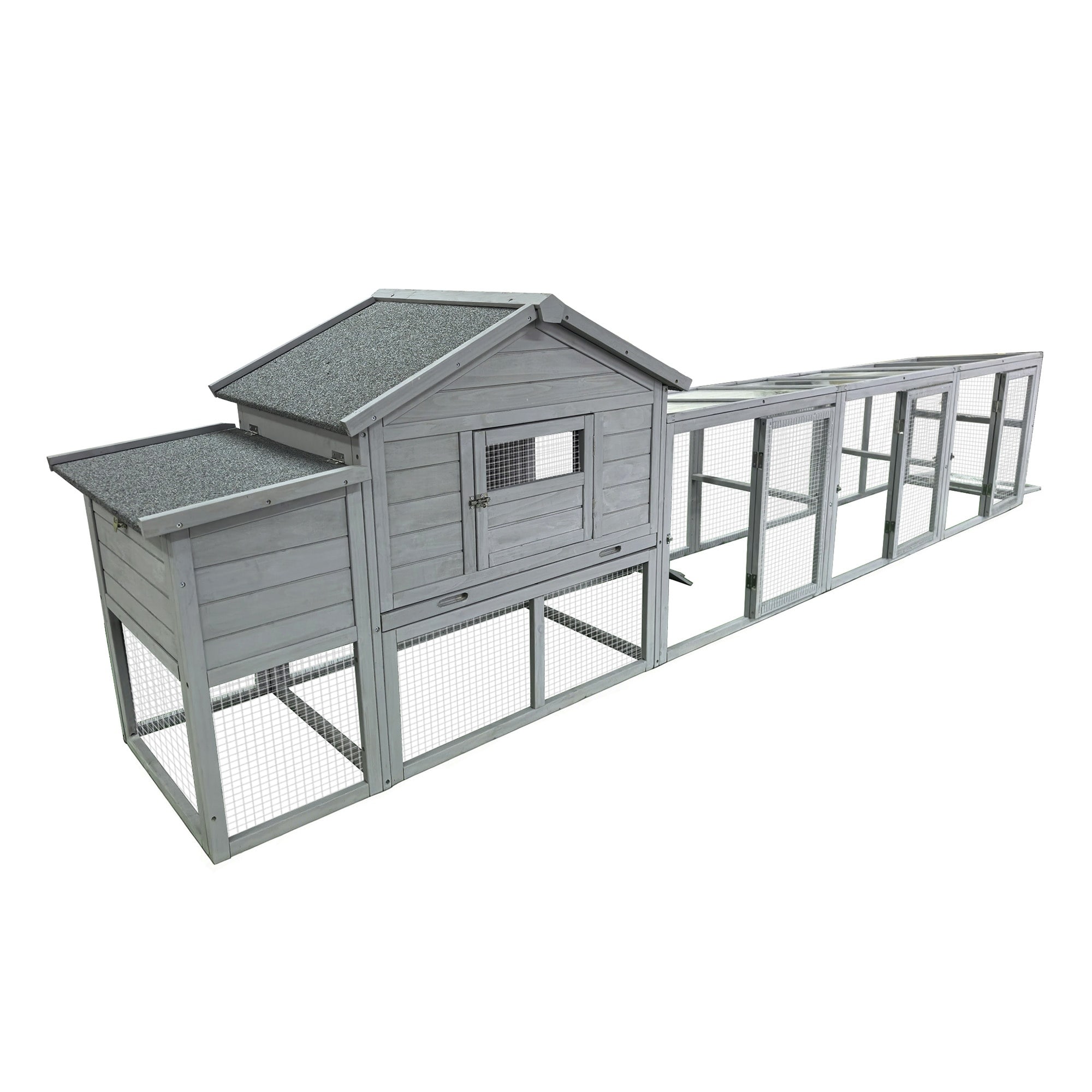 141 in Anti UV Roof Solid Wood Chicken Coop With Run Nesting Box