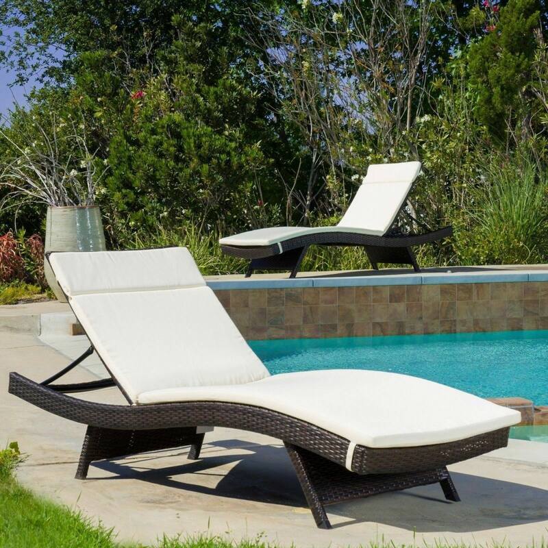 Roomfitters Salem Outdoor Chaise Lounge Cushion with Ties, Water Resistant, Patio Pad