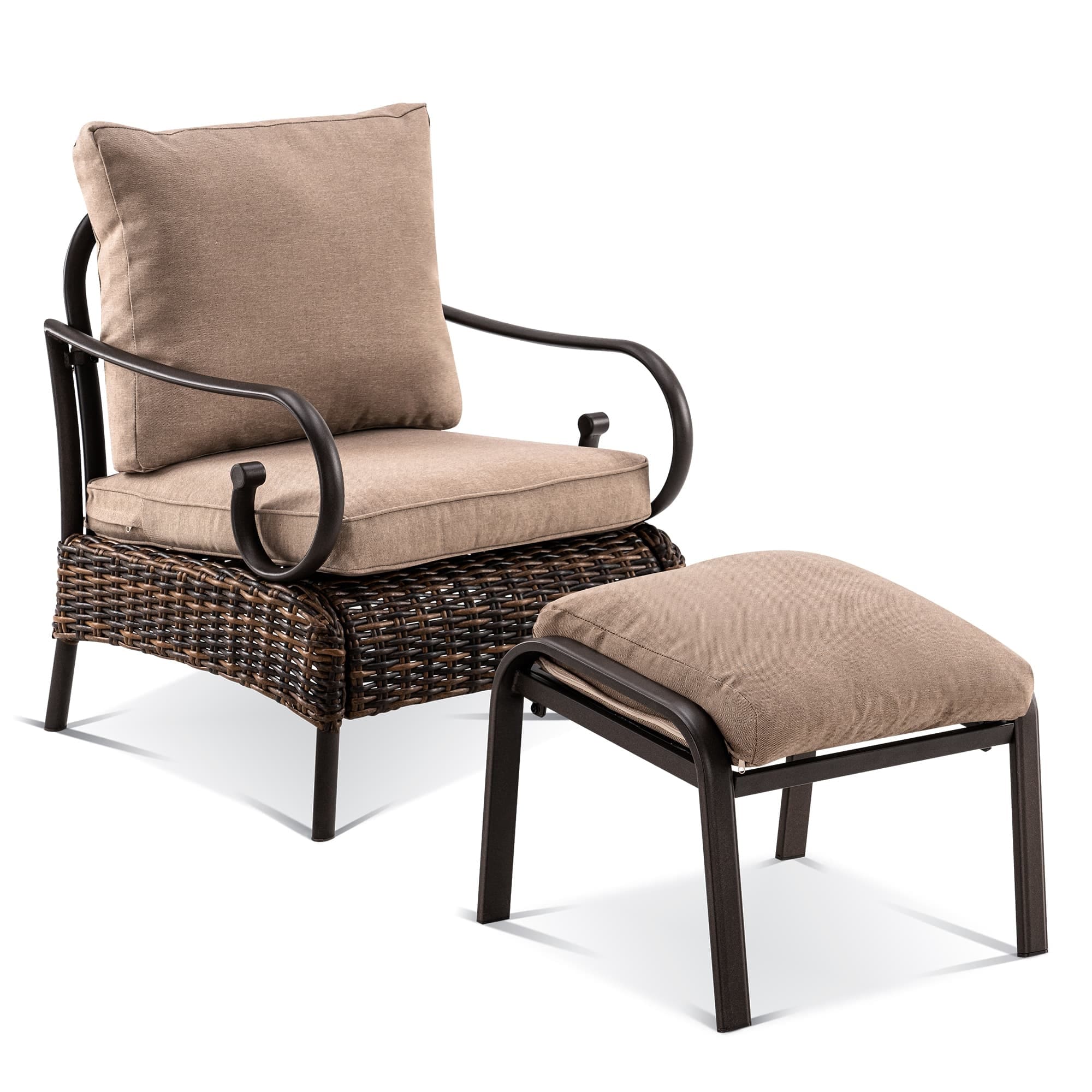 Adjustable patio shop chair with ottoman