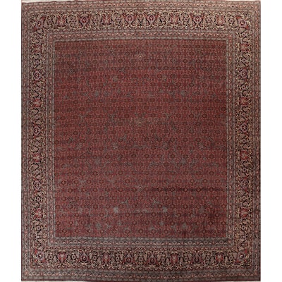 Vintage Vegetable Dye Floral Bidjar Persian Wool Area Rug Hand-knotted - 14'6" x 14'9" Square