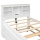 preview thumbnail 10 of 12, White Twin Size Platform Bed with Storage Headboard, USB, Trundle Bed Frame