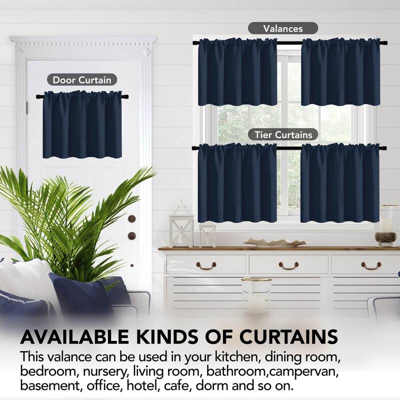 Deconovo Cafe Curtains Rod Pocket Window Short Drapes Tier Pair