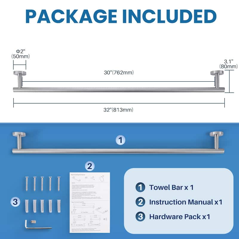 WOWOW Mutiple Length Wall Mounted Stainless Steel Towel Bar