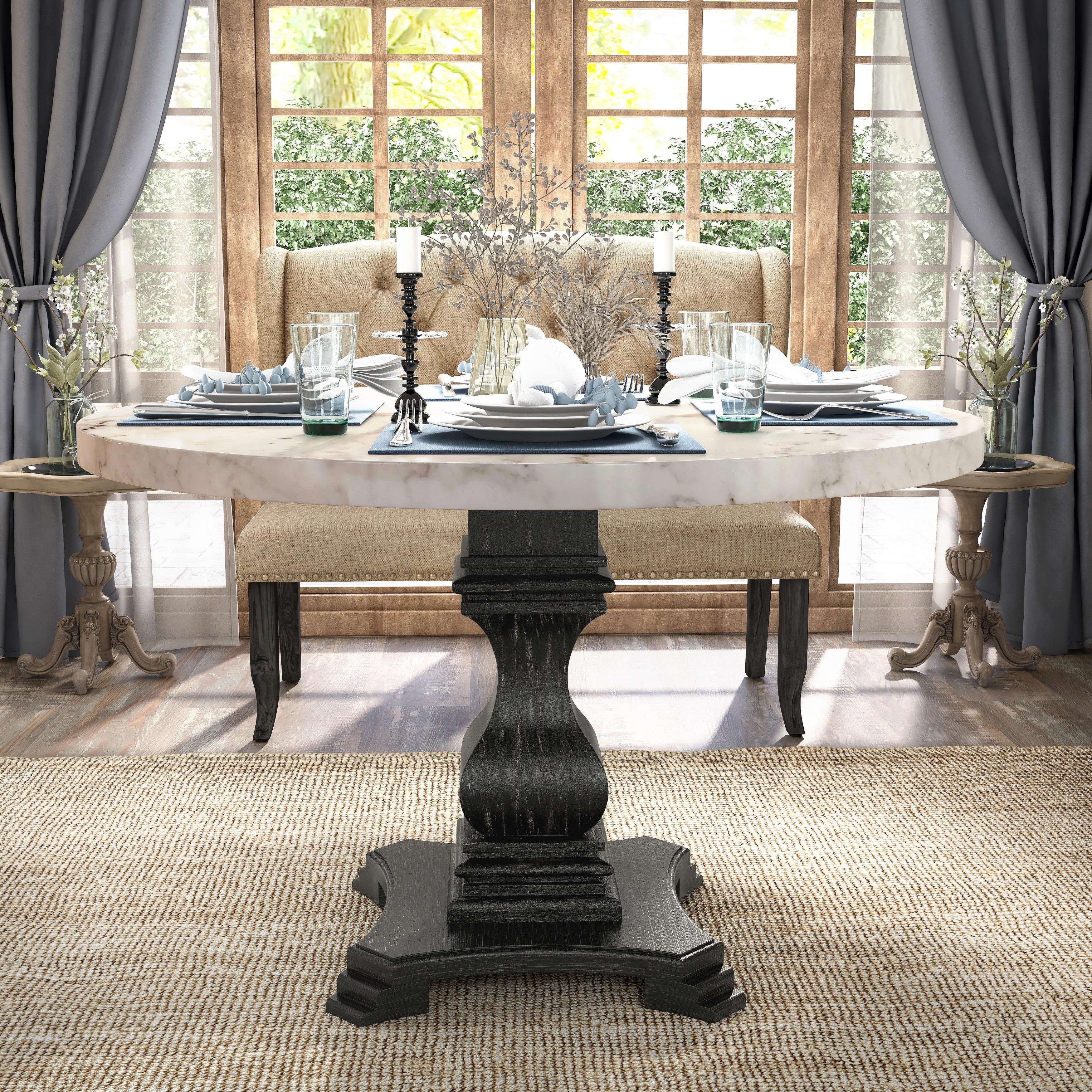 48 inch round 2025 white pedestal table
