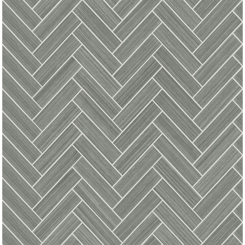 Stacy Garcia Home Herringbone Inlay Peel and Stick Wallpaper - 20.5 in. W x 18 ft. L - Graphite & Metallic Silver