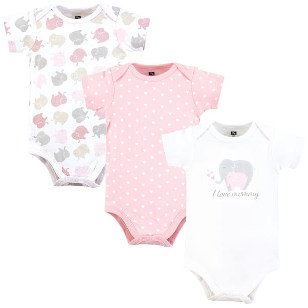 slide 1 of 1, Hudson Baby Infant Girl Cotton Bodysuits, Multi Color Mommy Elephant 12-18 Months - Multi Color Mommy Elephant
