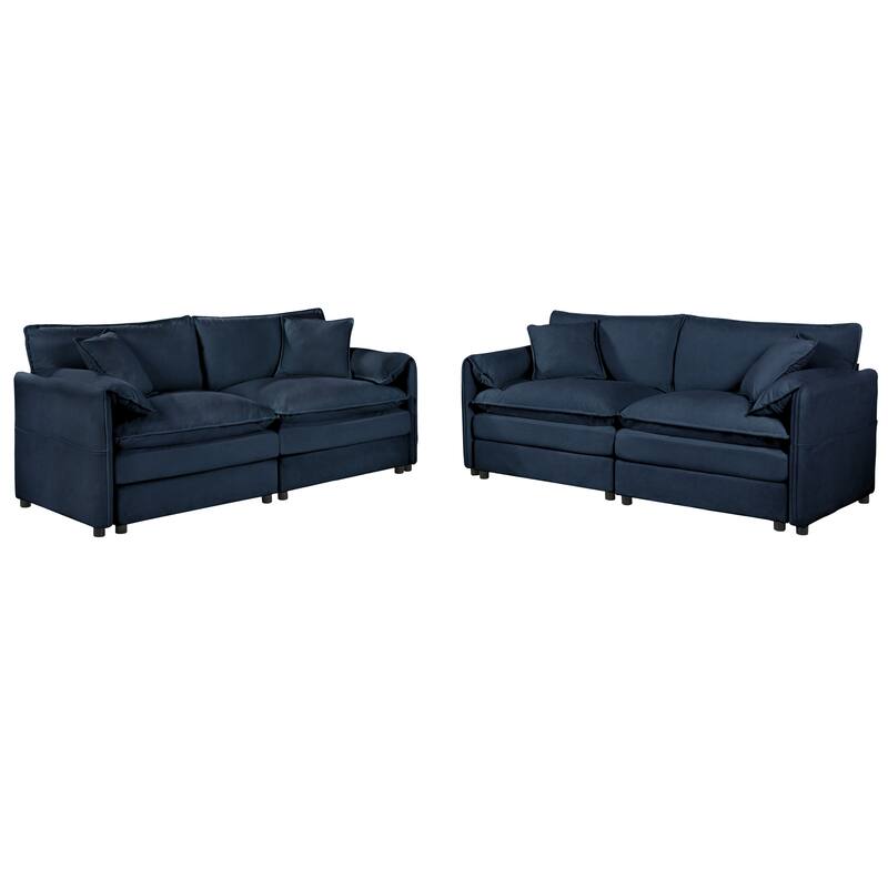 2-Piece 75.59" Chenille Cloud Loveseat Set with Deep Seat & 4 Pillows