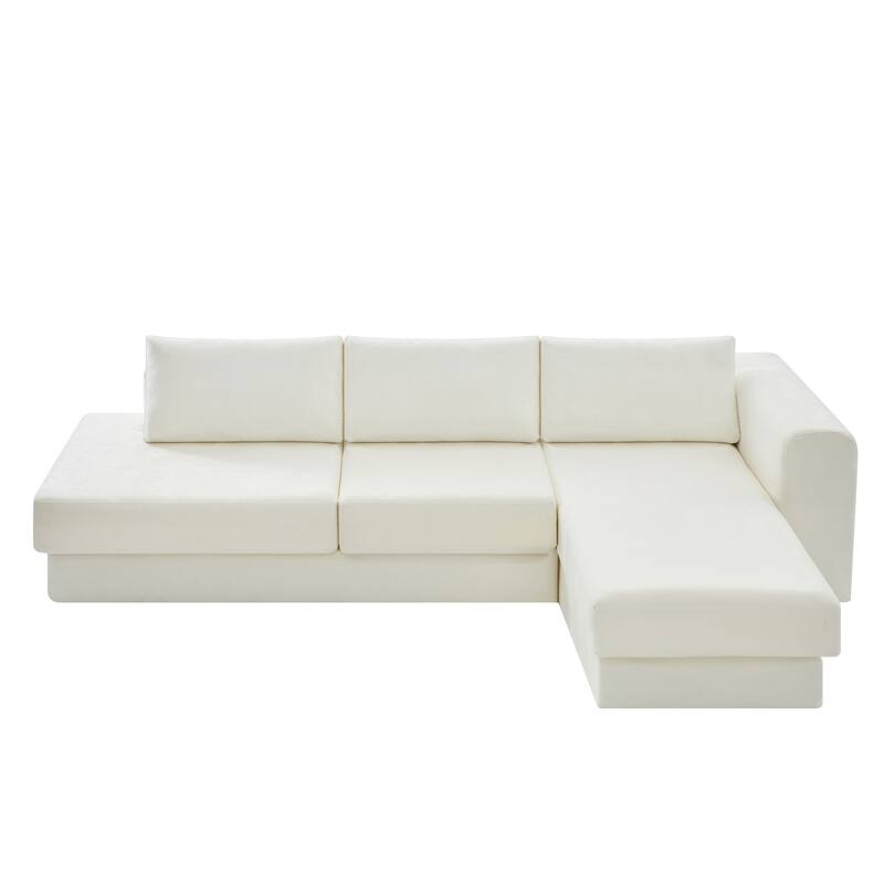 Christopher Knight Home - American Design Chenille 113" Modular Sectional Sofa with Double Layer Cushions