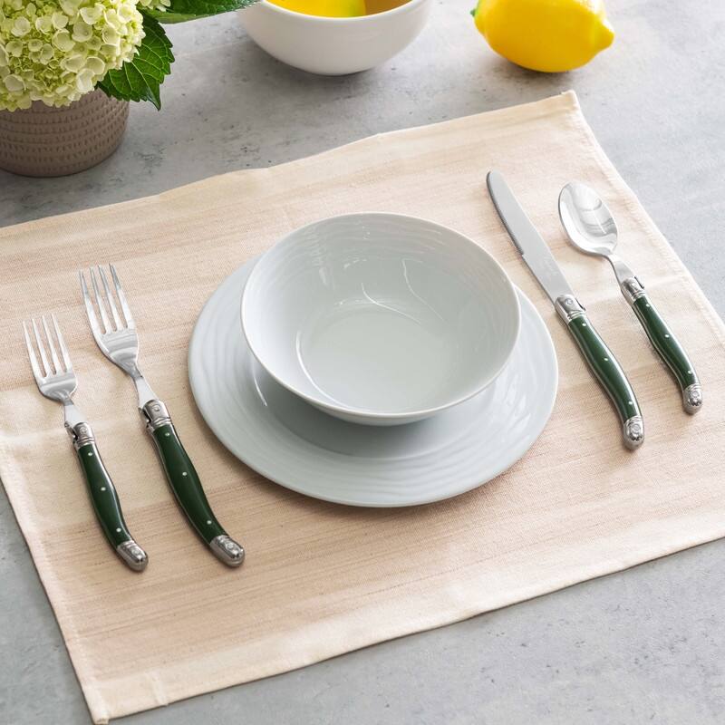 French Home Set of 4 Cream and Tan Striped Placemats