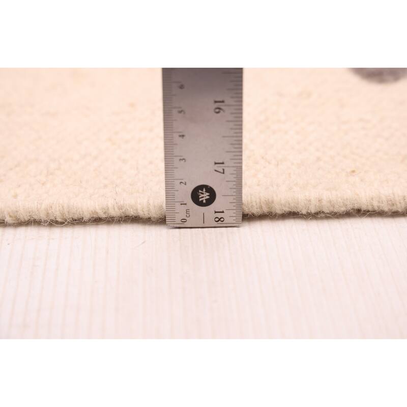 ECARPETGALLERY Flat-Weave Nevada Cream Wool Kilim - 4'0 x 5'9