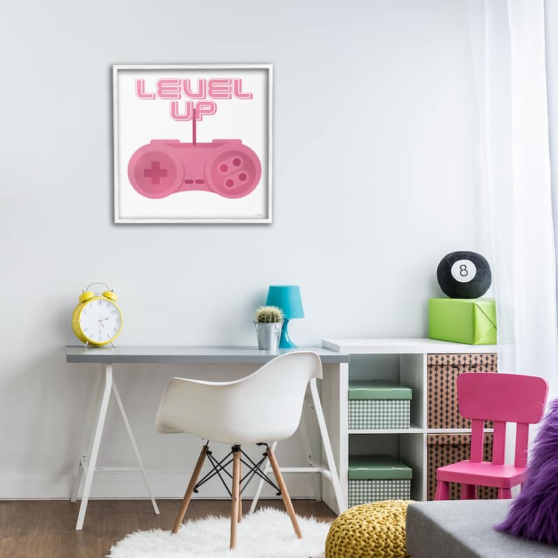 Stupell Girl Gamer Pink Level Up Framed Giclee Art Design By Yass Naffas Designs