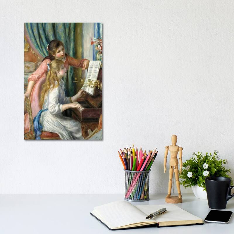 iCanvas "Two Young Girls At The Piano, 1892" by Pierre-Auguste Renoir Canvas Print - 12x8x0.75