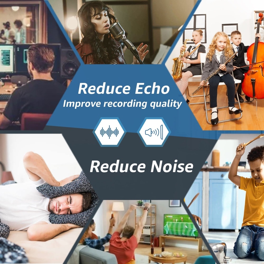 flyout slide 5 of 6, Art3d Self Adhesive Acoustic Panels, Hexagon Sound Proof Wall Panels,Studio Treatment Tiles(12-pack,14X12X0.4in)
