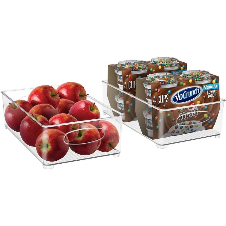 Plastic Storage Bins Stackable Clear Pantry Organizer Box Containers