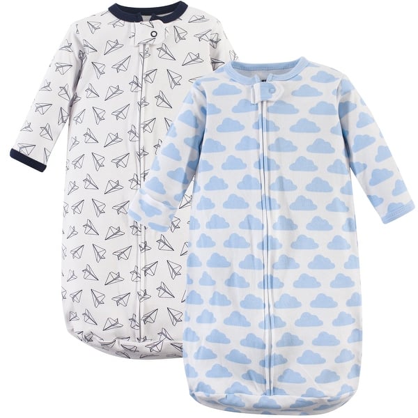 slide 1 of 1, Hudson Baby Infant Boy Cotton Long-Sleeve Wearable Sleeping Bag, Sack, Blanket, Paper Airplane 0-3 Months - Paper Airplane