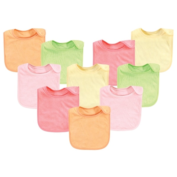 slide 1 of 1, Hudson Baby Infant Girl Rayon from Bamboo Terry Bibs, Citrus, One Size - Citrus - One Size One Size - Citrus