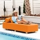 preview thumbnail 6 of 9, Jaxx Alvy Outdoor Sun Lounger - Luxurious Sunbed with Wood Feet Sunbrella
