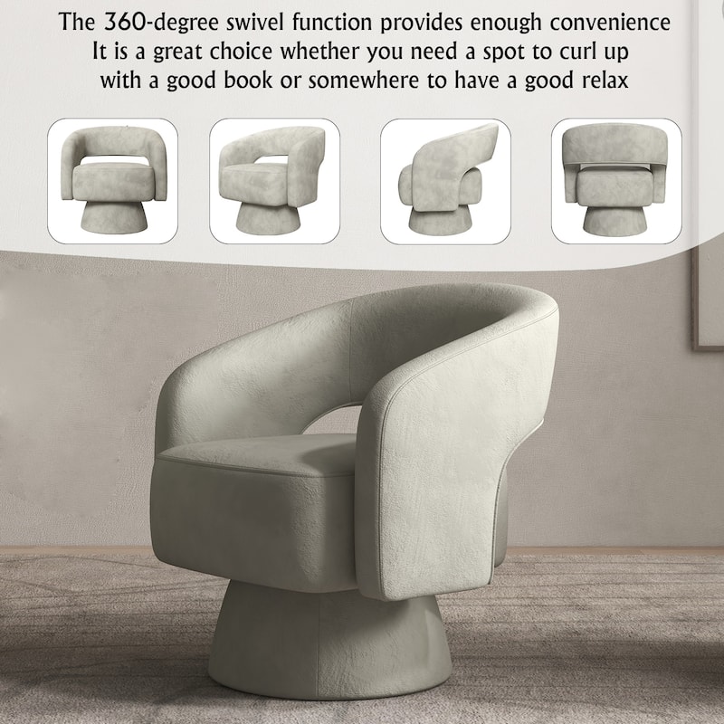 360 Degree Swivel Barrel Upholstered Modern Armchair
