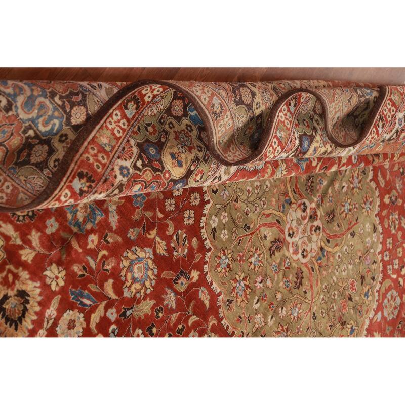Floral Medallion Kashan Oriental Area Rug Hand-Knotted Wool Carpet - 9'0"x 11'10"