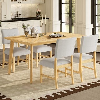 5 Piece Solid Wood Dining Table Set, Rectangular Table with 4 Chairs ...