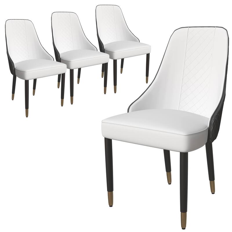 Allure Modern High-back Fabric or Leather Upholstered Accent Dining Chair with Solid Oak Wood Legs (Set of 4) - White Black