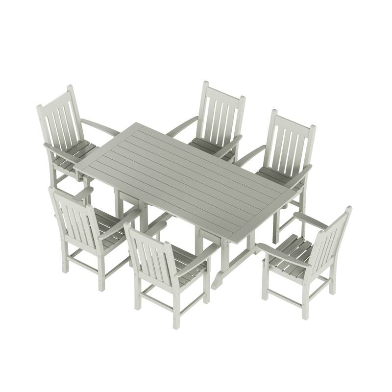 Laguna Hdpe All Weather Outdoor Patio Dining Set with Rectangle Table, Arm Chairs (7-Piece Set)
