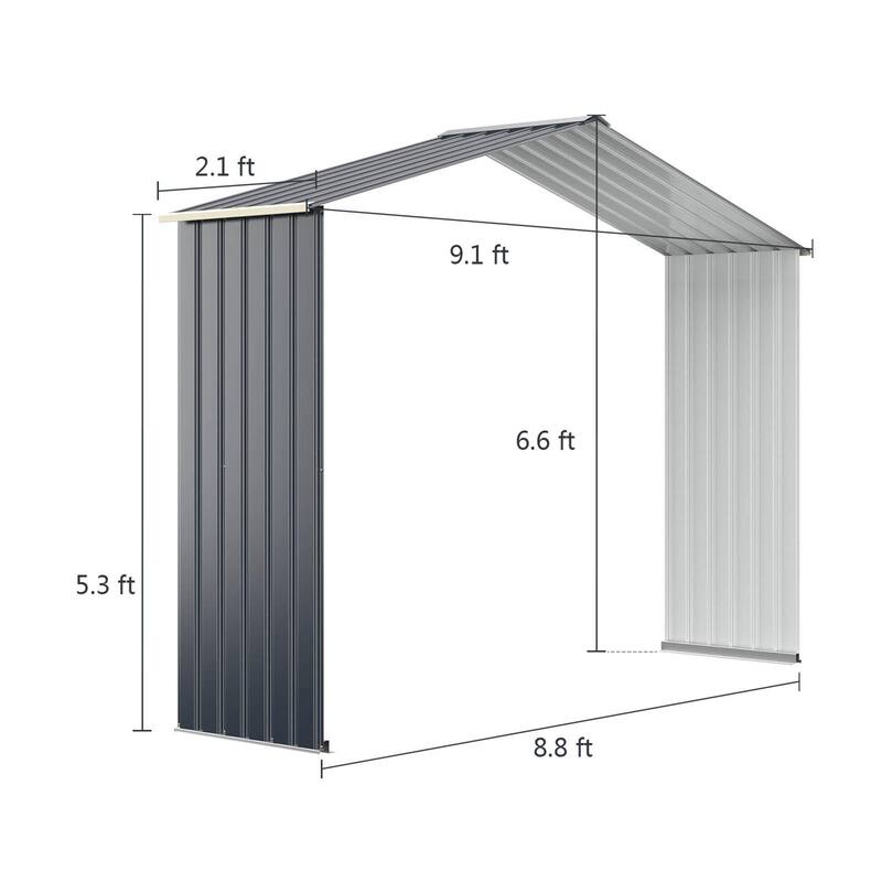 Gymax Outdoor Storage Shed Extension Kit for 7/9.1/11.2 ft Shed Width