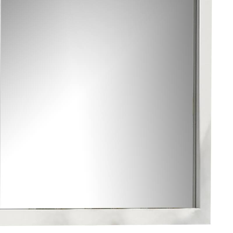Dyl Dresser Mirror, Bevel Glass, White Wood Frame, 40 Inch Square