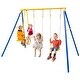 preview thumbnail 3 of 9, Metal Swing Set for Backyard with 2 Swing Seats and 2 Glider Seats-Blue - Multi