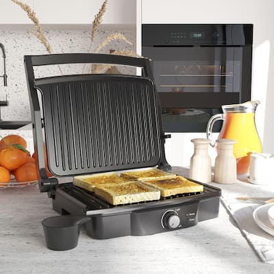 HOMCOM Large Panini Press Sandwich Maker and Grill, Cooking Gift - 13.75" L x 12.75" W x 4.75" H