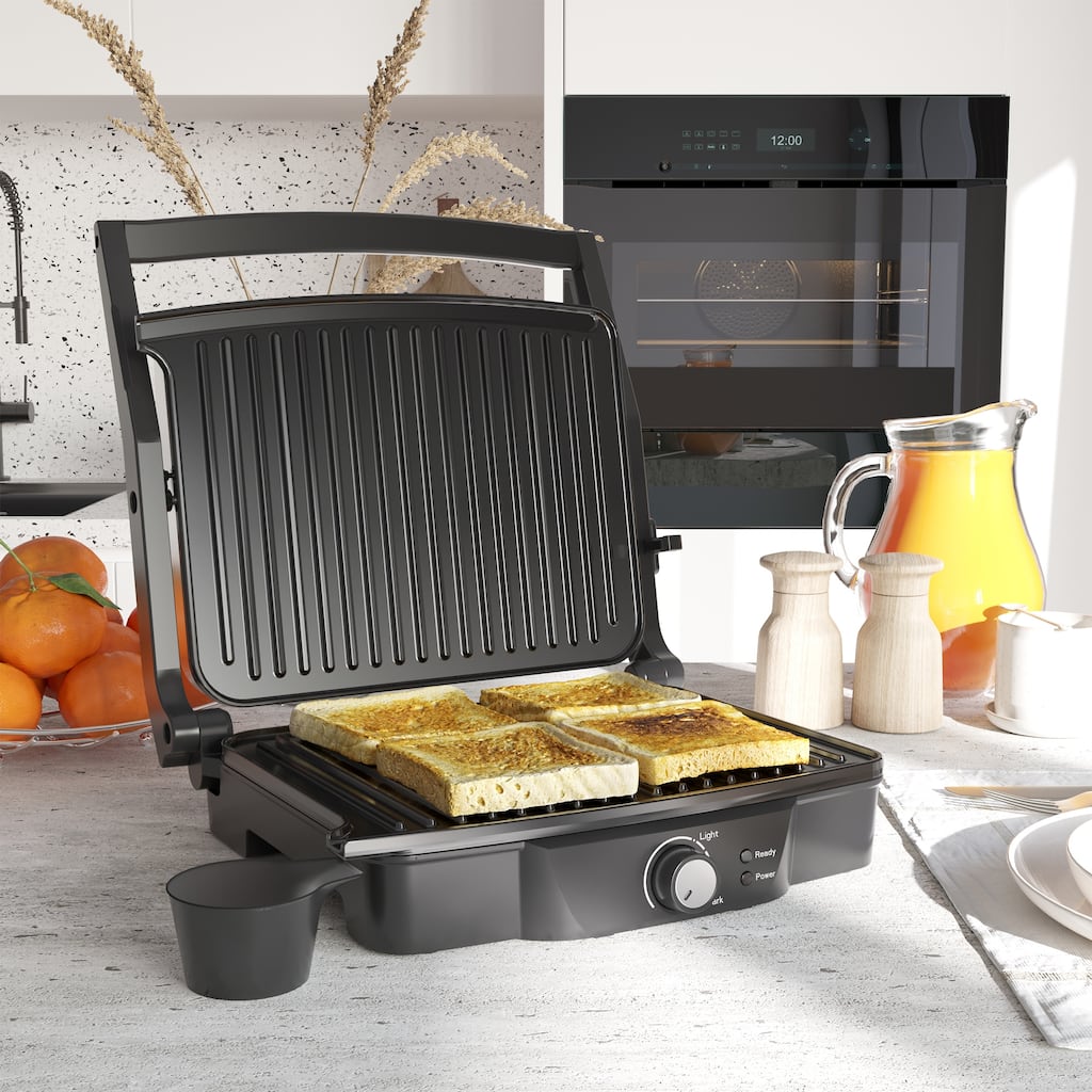 HOMCOM Large Panini Press Sandwich Maker and Grill, Cooking Gift - 13.75" L x 12.75" W x 4.75" H
