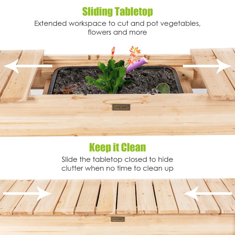 Costway Garden Potting Bench Workstation Table w/Sliding Tabletop Sink - See Details