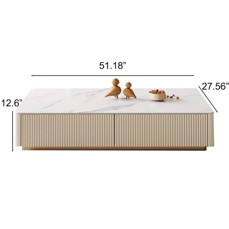 Modern TV Stands with Glossy Sintered Stone, 4-6Drawers, White & Gray
