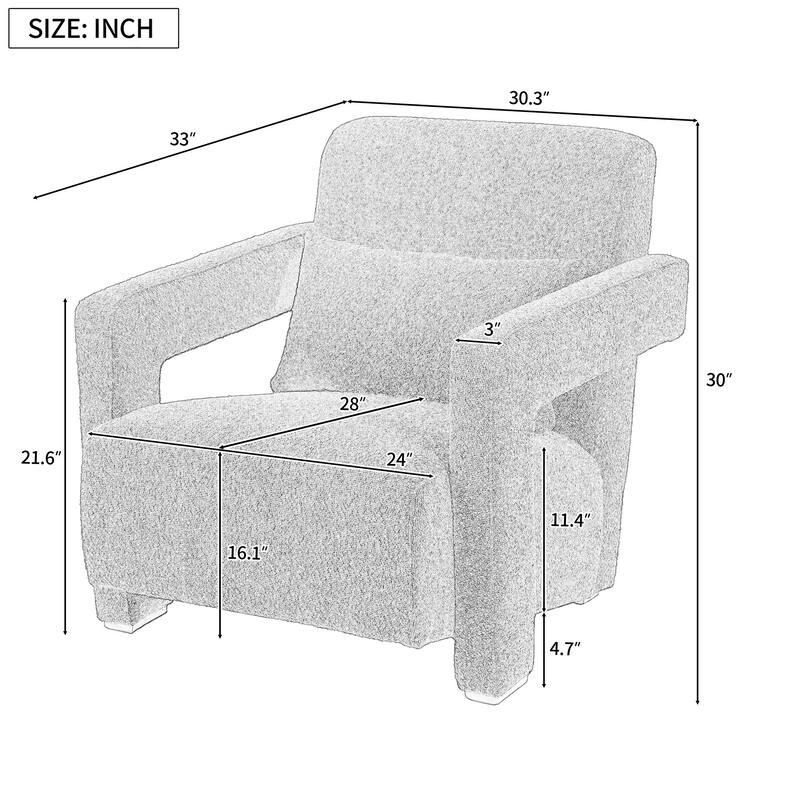 Smooth Right Angle Armrest Living Room Lounge Chair