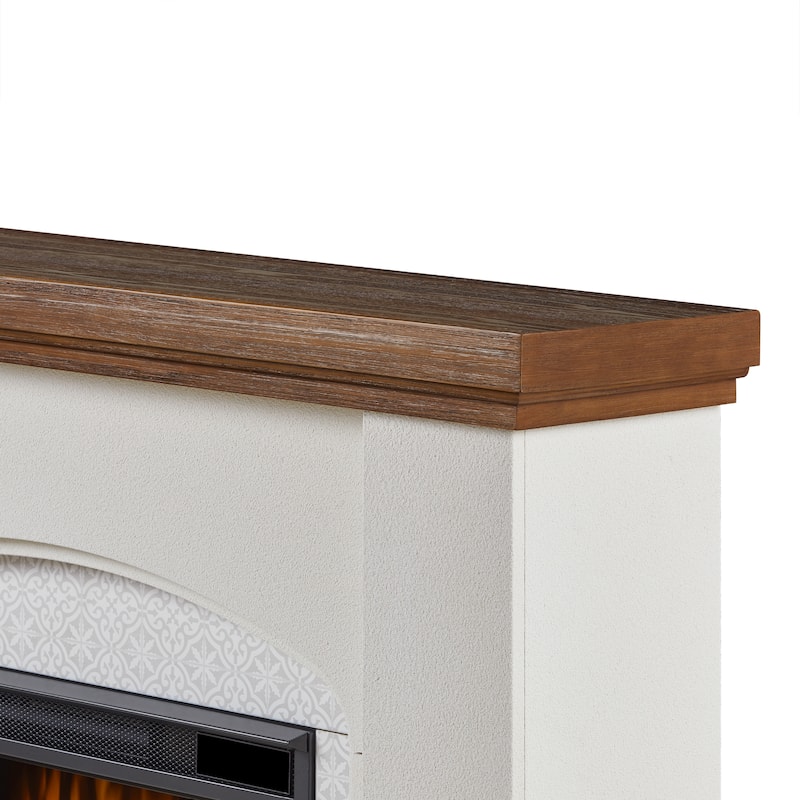 Anika 49" Electric Fireplace Mantel in White Stucco by Real Flame