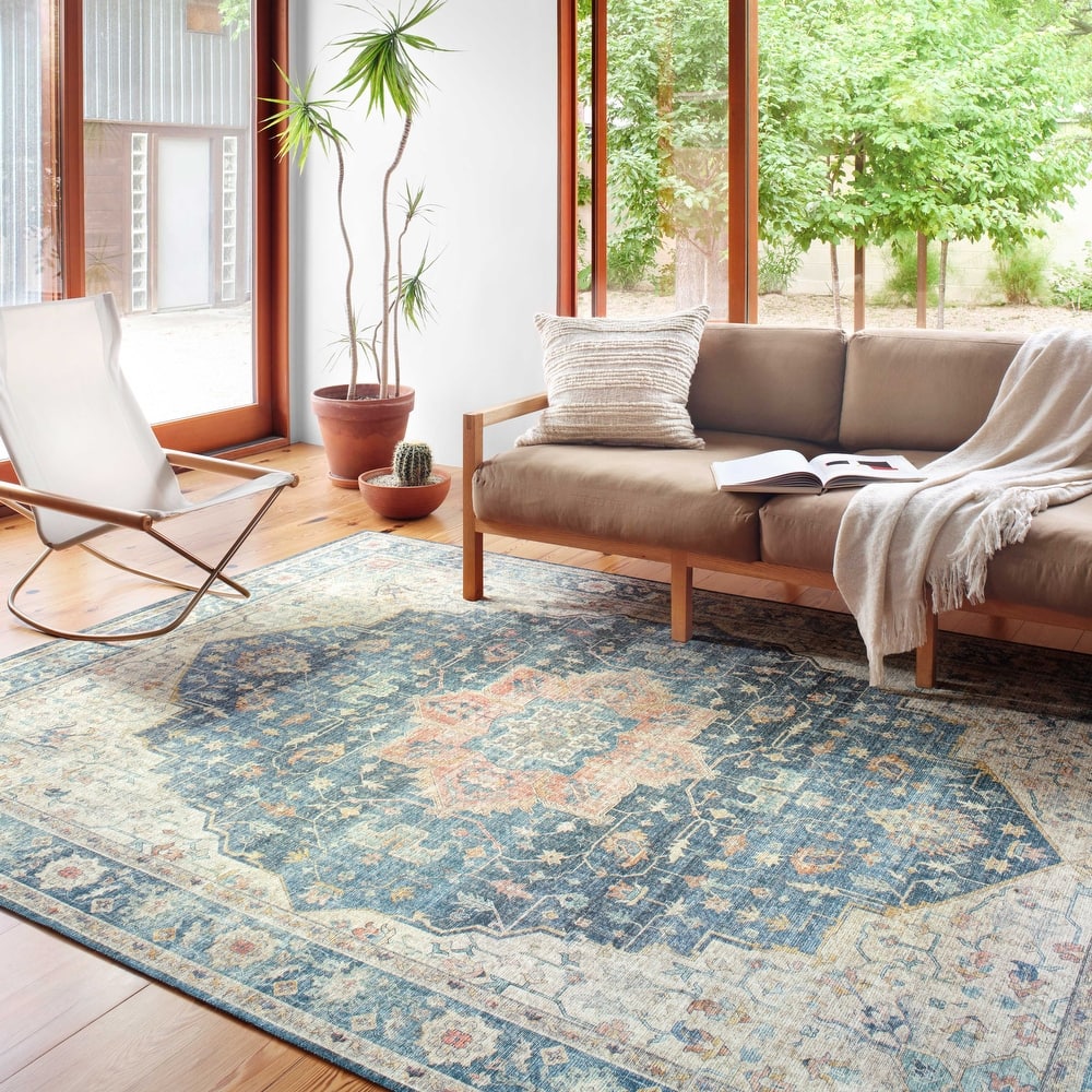 Alexander Home Leanne Printed Shabby Chic Medallion Vintage Area Rug