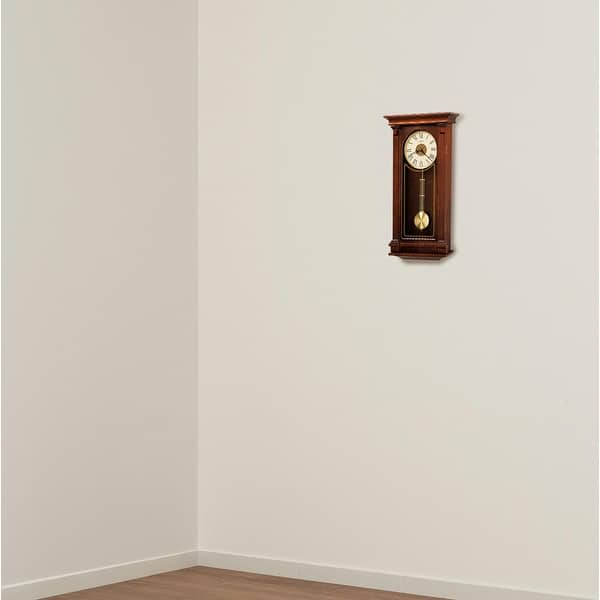slide 3 of 2, Howard Miller Brown Wood Grandfather-clock Style Chiming Wall Clock Cherry