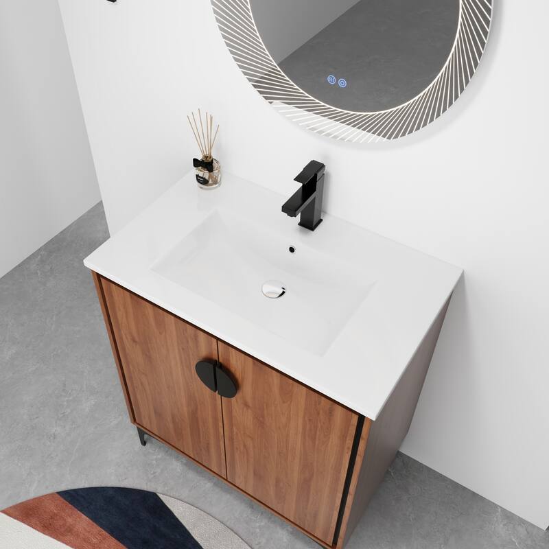 30 "Bathroom Vanity, 2 doors, Bathroom Cabinet Vanity Freestanding Cabinet Engineered Wood with sink