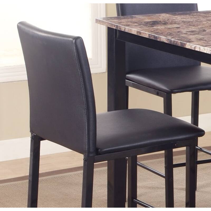 5-Piece Counter Height Set with Faux Marble Top & Faux Leather Chairs