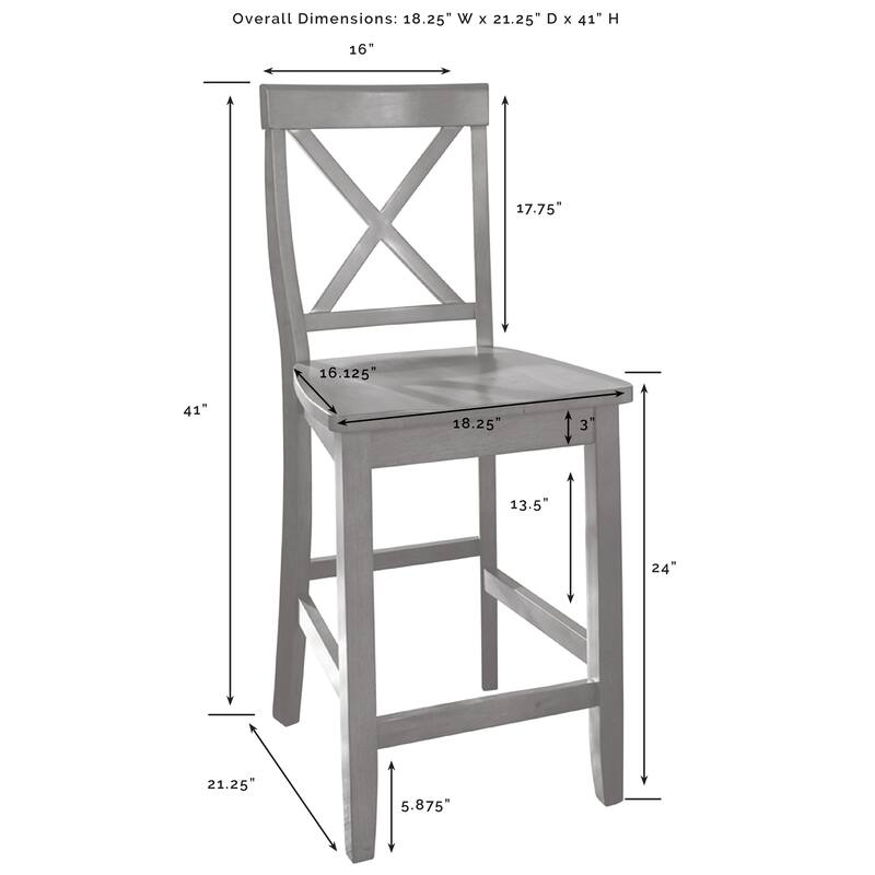 Crosley Bartlett Wood Top Kitchen Island W/X-Back Stools