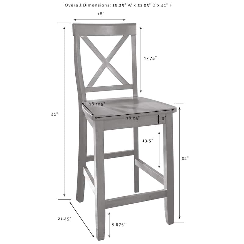 Crosley Julia Stainless Steel Top Island W/X-Back Stools - 50" W x	60" D x	41"H