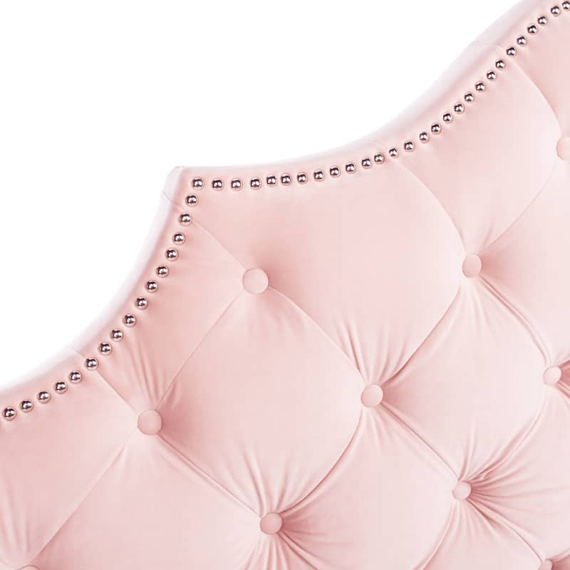 SAFAVIEH Eboni Linen Upholstered Tufted Headboard - Silver Nailhead (King)