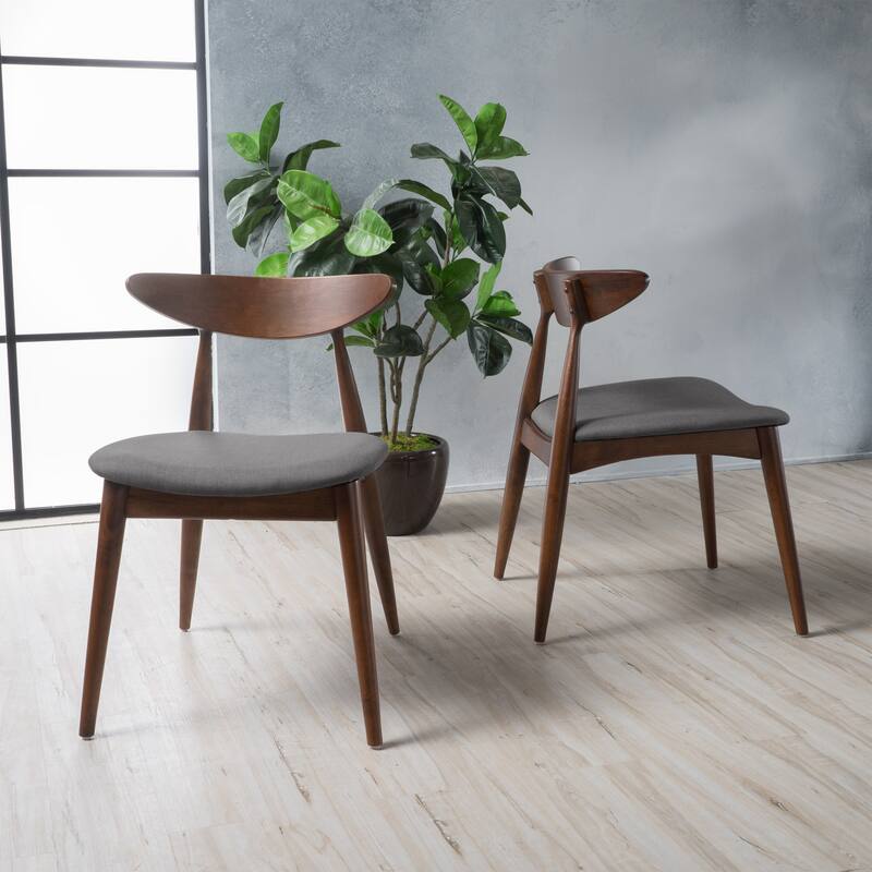 Barron Mid-century Dining Chairs (Set of 2) by Christopher Knight Home - 22.50" W x 19.75" L x 28.75" H - Walnut+Grey