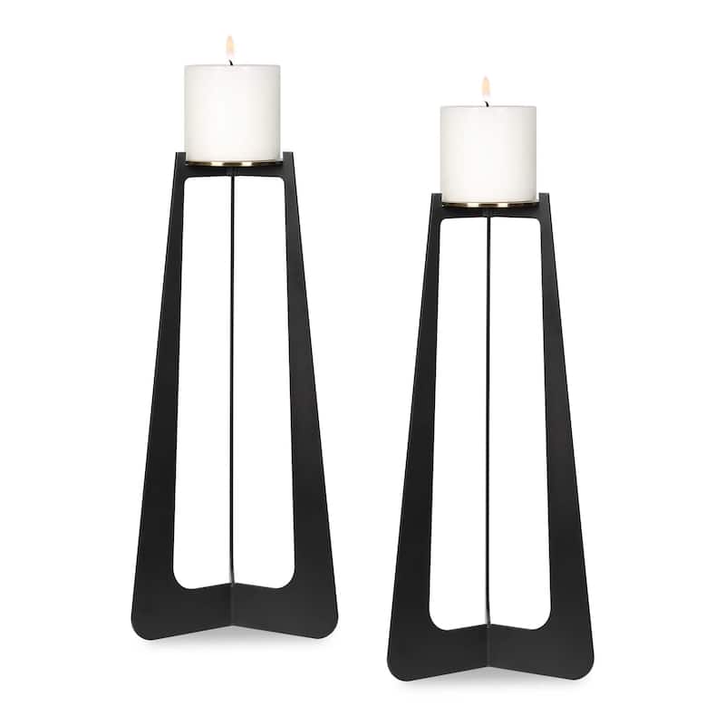 Uttermost Columnar Black Candleholders (Set of 2) - 6.25" W x 15.00" H x 6.25" D