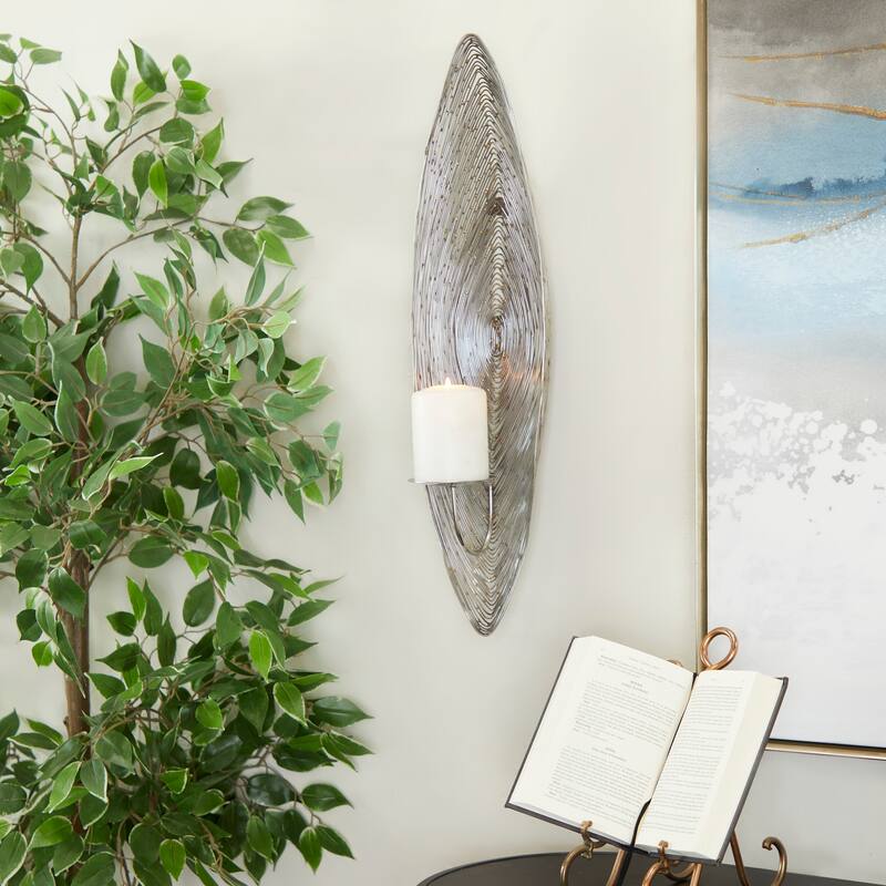 CosmoLiving by Cosmopolitan Chic Stainless Steel Candle Wall Sconce - Brass or Silver - Silver