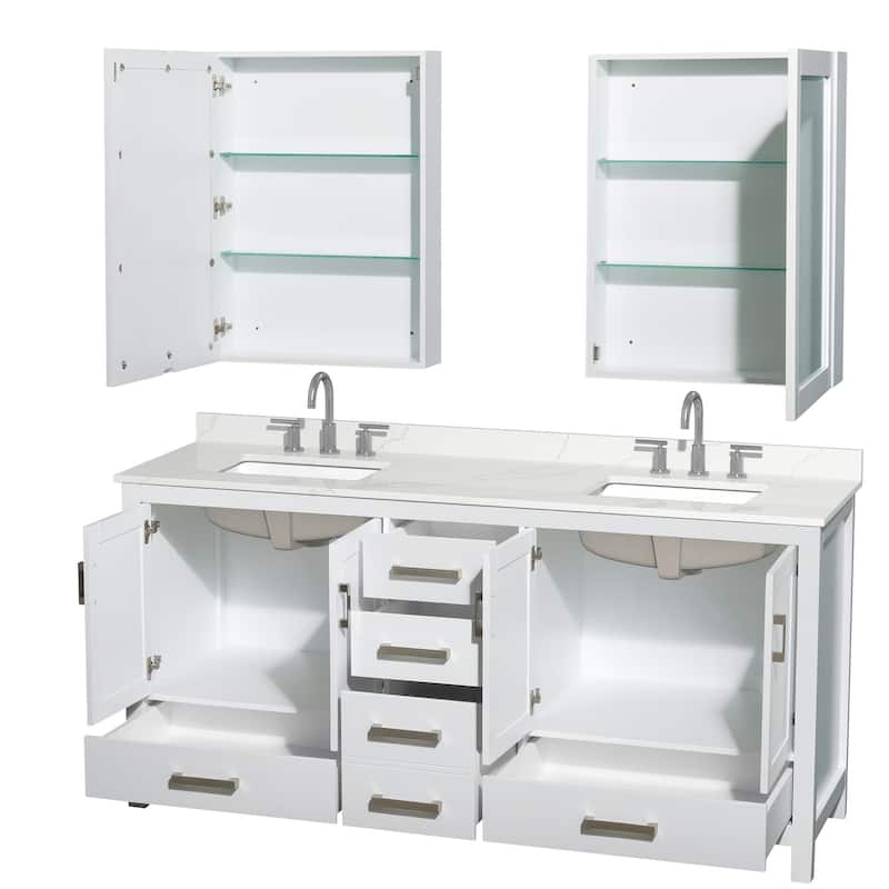 Wyndham Collection WCS141472D-QTZ-US3MED Sheffield 72" Free Standing