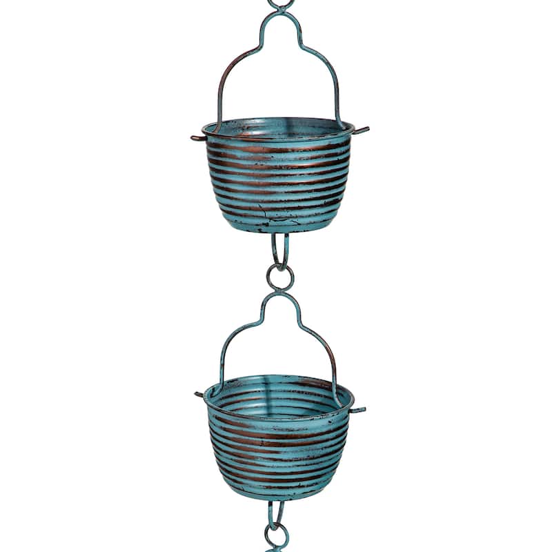 72" Blue Rustic Bucket Rain Chain