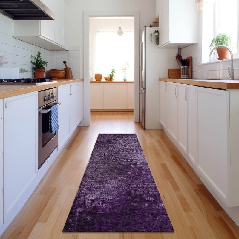Premium Washable Super Soft Solid Imprints Mayfield Rug - Purple - 2' 3" x 7' 6" - Runner
